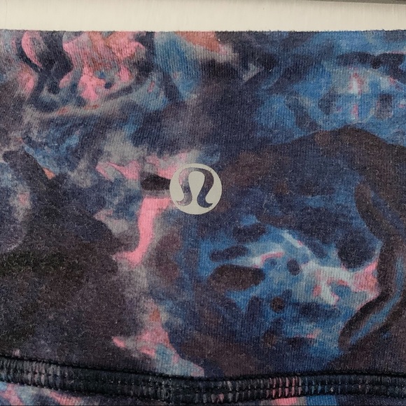 LULULEMON blue purple print cottons leggings 4 - Picture 4 of 8